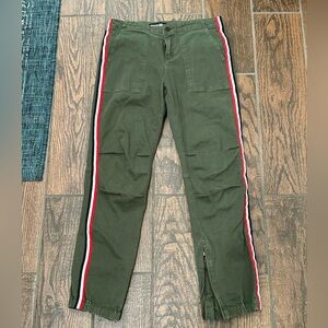 Pam & Gela Size 28 Olive Green Cotton Mid Rise Skinny Zip Ankle Pants